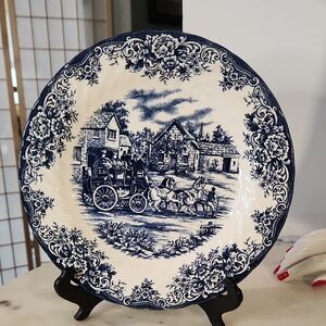 Vintage | Stafford Coaching Scene Blue" Dinner Plate 10"